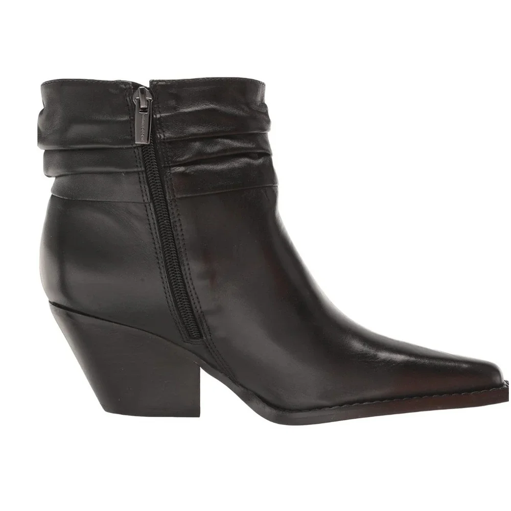 Vince Camuto Nerlinji Black Leather Slouchy Pointed Toe Ankle Boots 7.5M